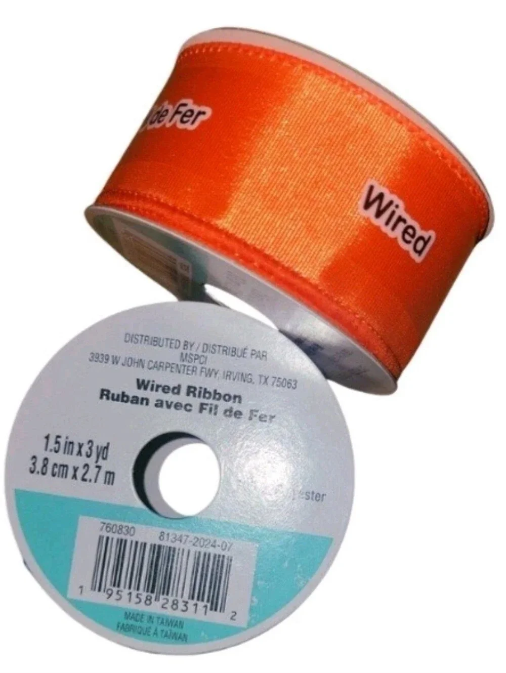 Wired Ribbon 1.5 in 3 yd 2 Rolls BLUE ORANGE Complimentary Colors FL GATOR COLOR